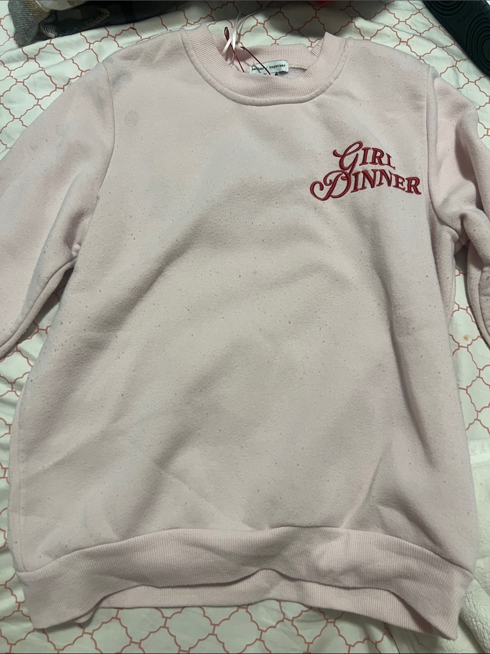 Girl Dinner Pink Pullover Sweatshirt - Kids